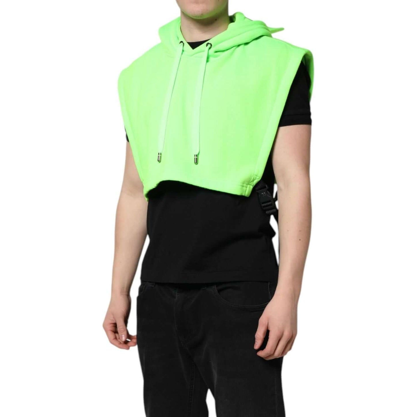 Dolce & Gabbana Green Polyester Hooded Sportswear Vest Sweater TSH90316