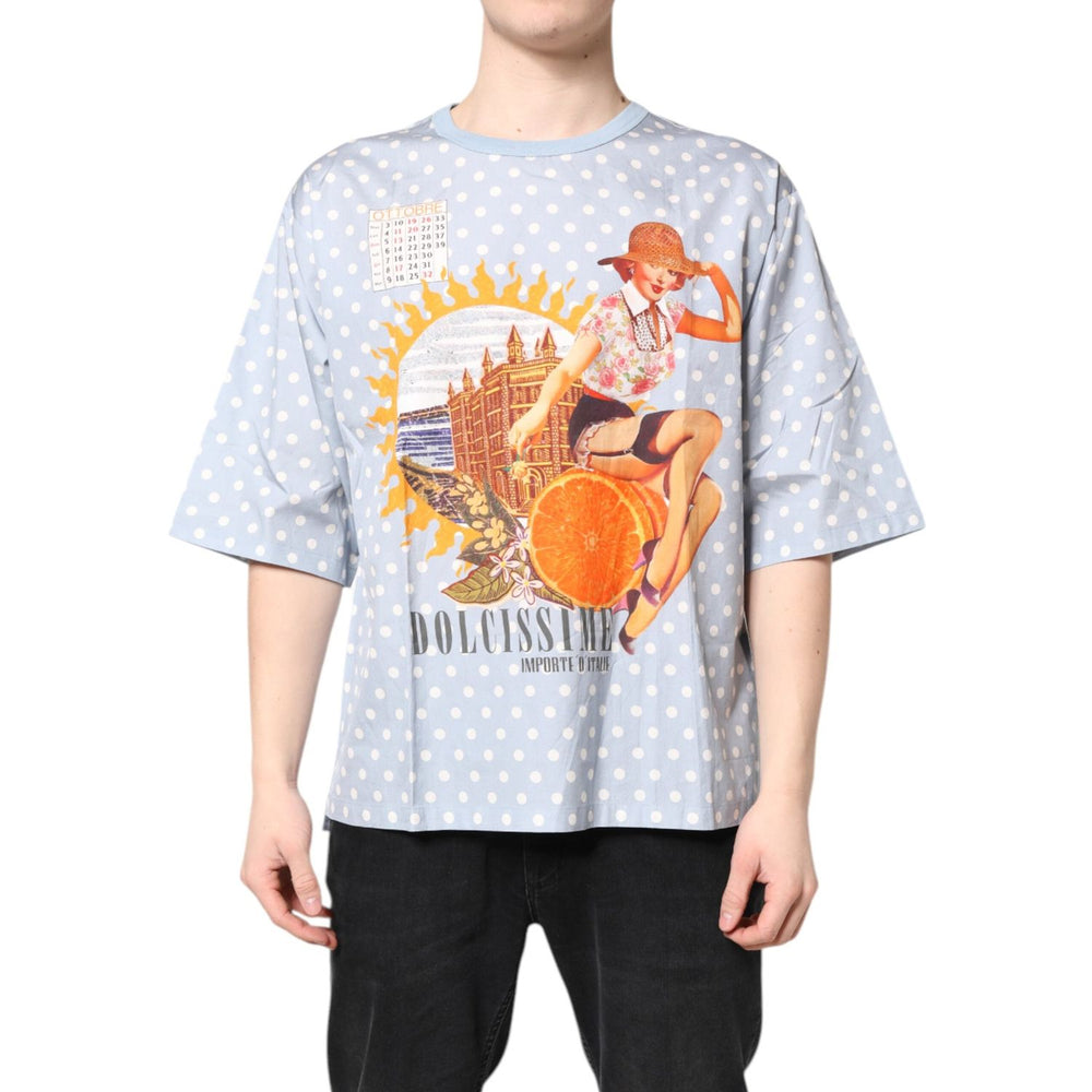 Dolce & Gabbana Light Blue Graphic Print Short Sleeve T-shirt TSH87747-50
