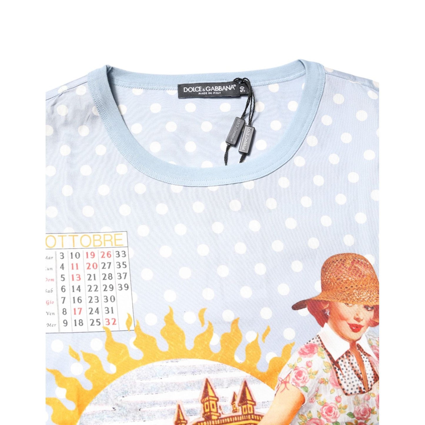 Dolce & Gabbana Light Blue Graphic Print Short Sleeve T-shirt TSH87747-50