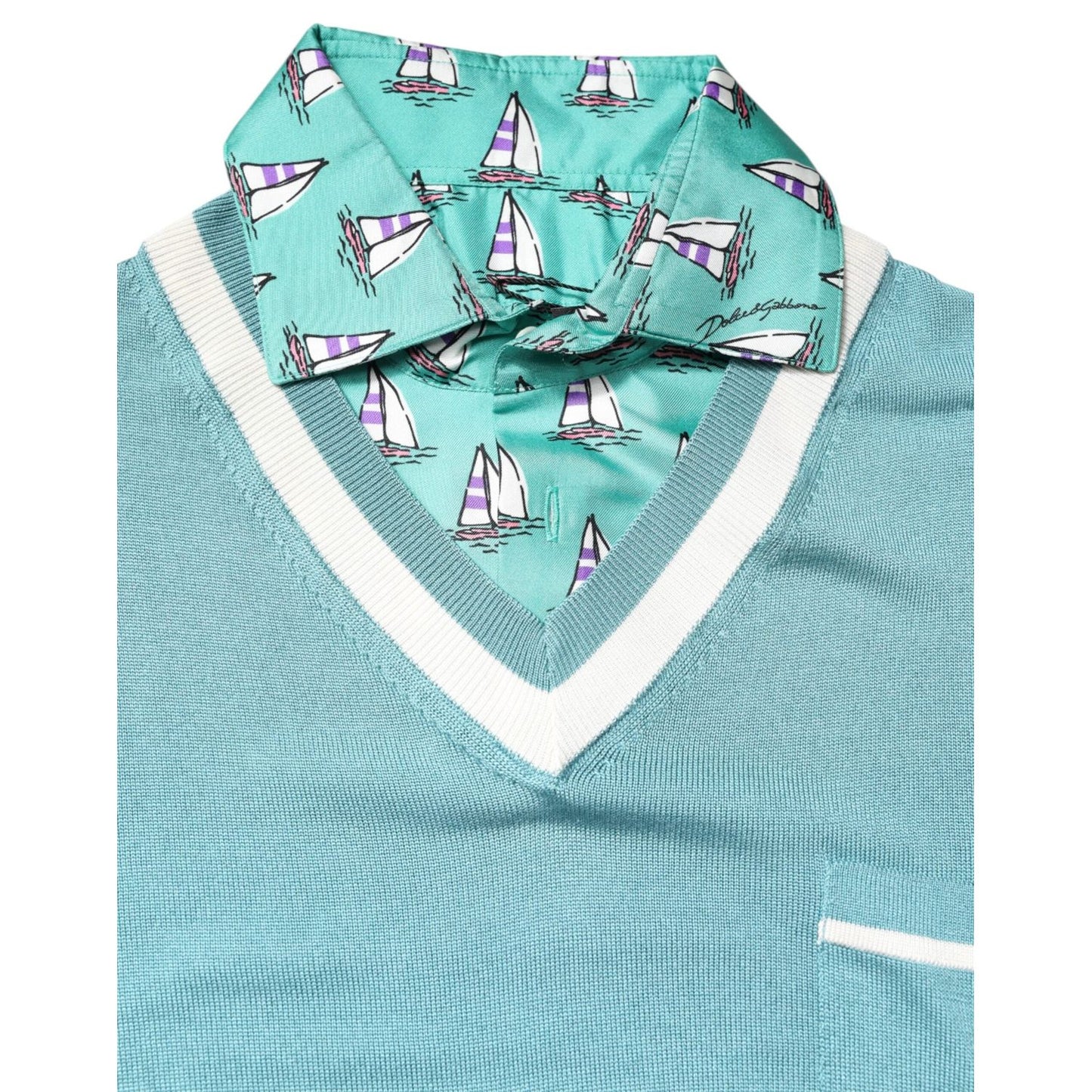 Dolce & Gabbana Green Printed Collared Short Sleeve T-shirt TSH87808-44