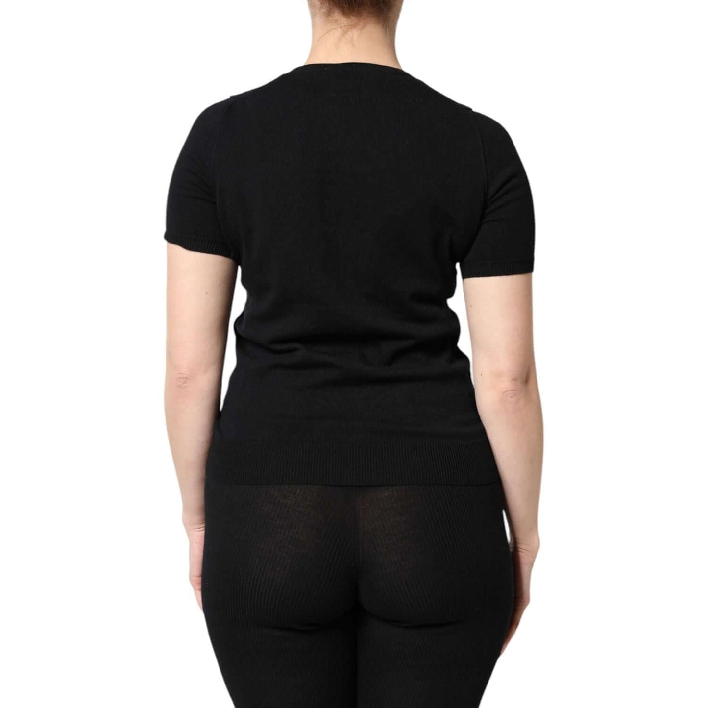 Dolce & Gabbana Black Cotton Round Neck Short Sleeve T-shirt