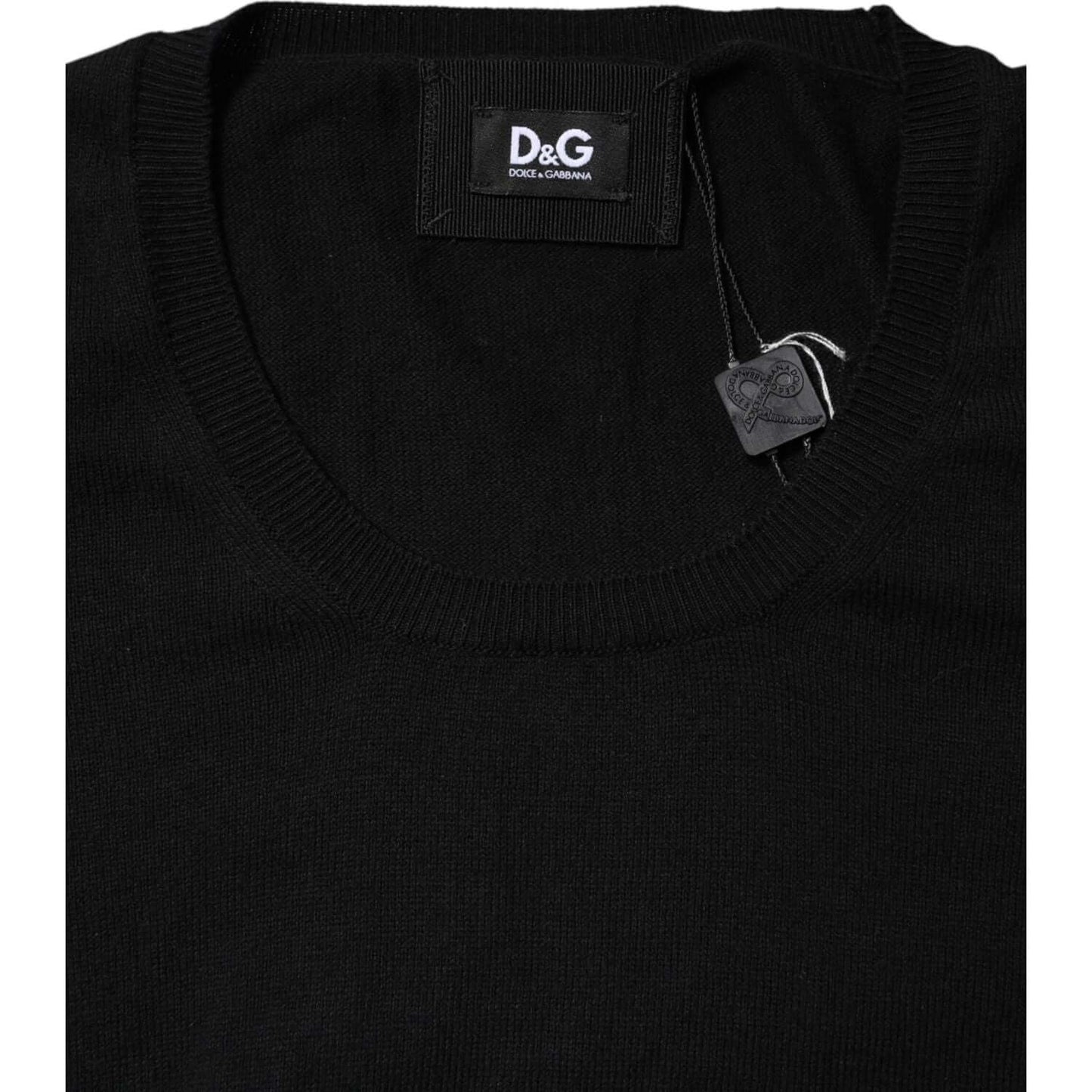 Dolce & Gabbana Black Cotton Round Neck Short Sleeve T-shirt