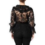 Dolce & Gabbana Black Cotton Floral Lace Women Blouse Top TSH90437-36