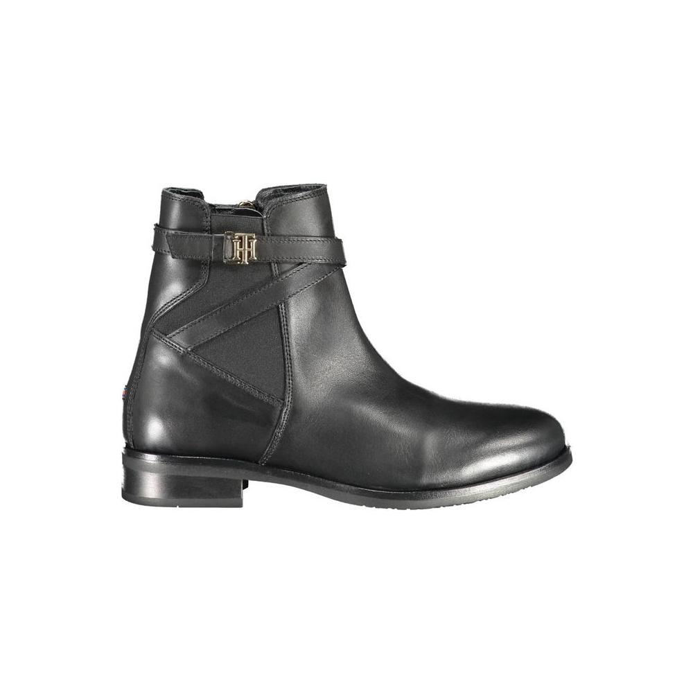 Tommy Hilfiger Black Leather Women Boot