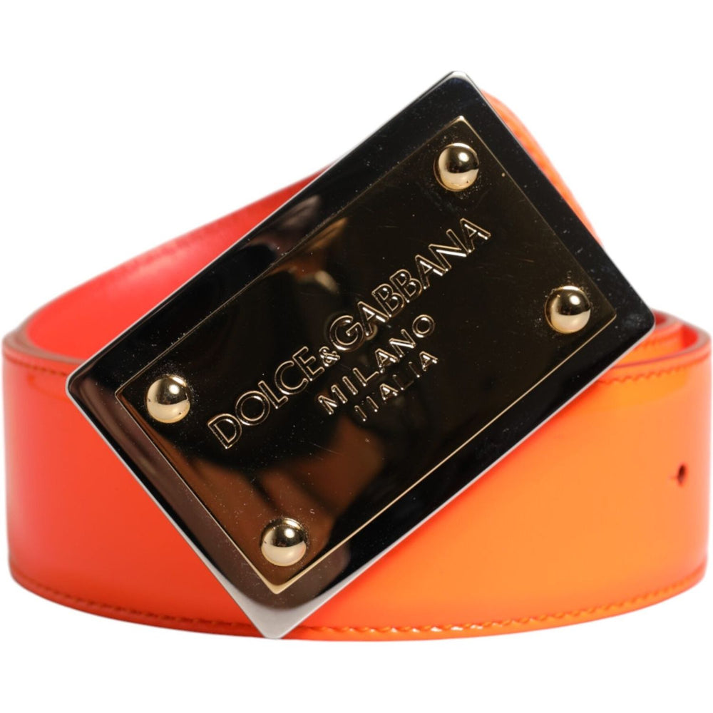 Dolce & Gabbana Orange Gold Tone Metal Logo Buckle Belt BEL9420-85