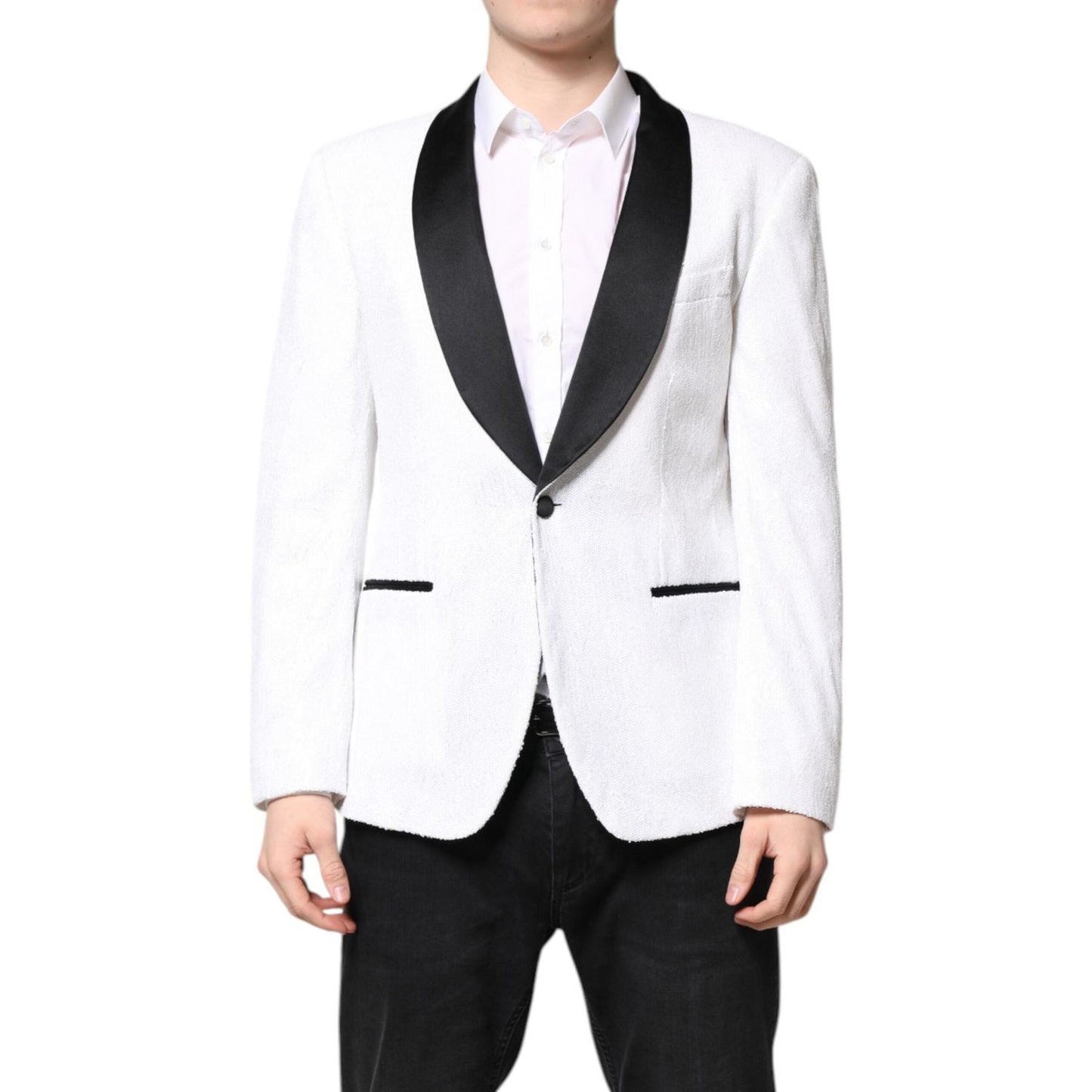 Dolce & Gabbana White Nylon Single Breasted Coat Blazer KOS2311-50