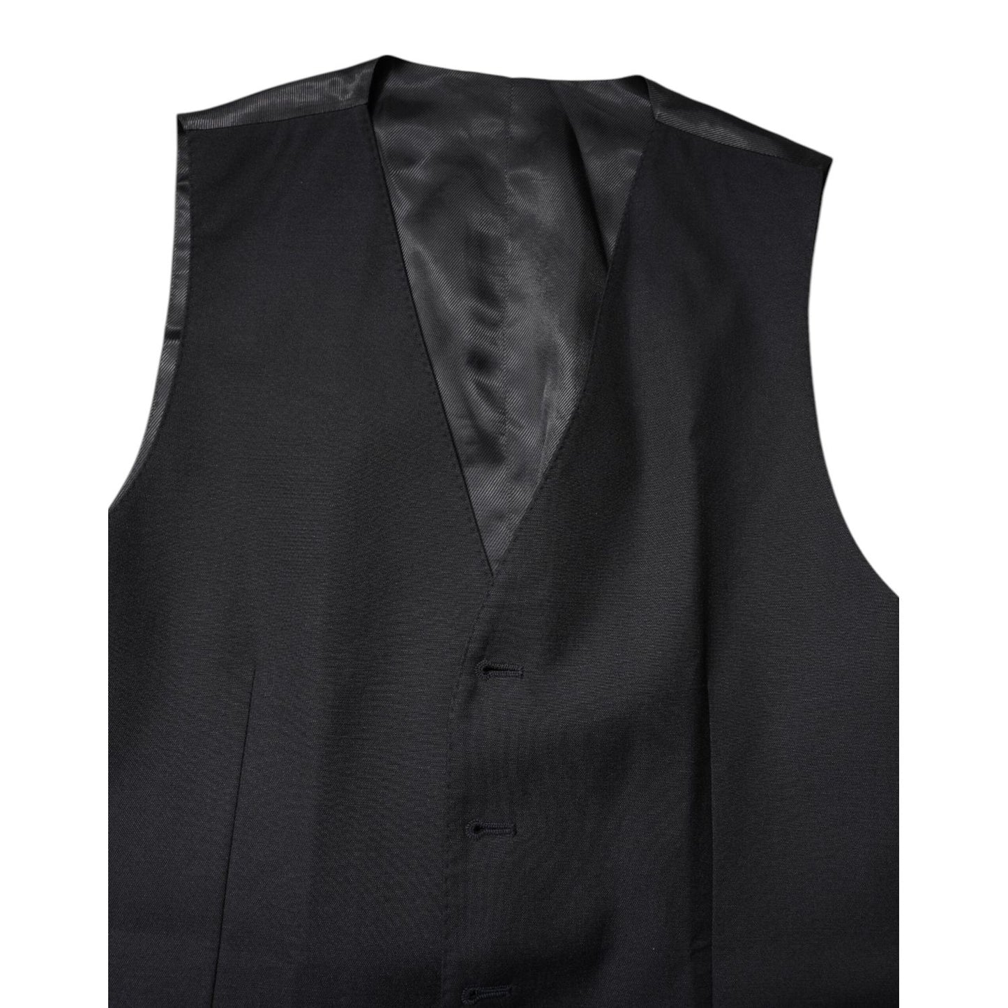 Dolce & Gabbana Black Wool Waistcoat Dress Formal Vest TSH878450-48