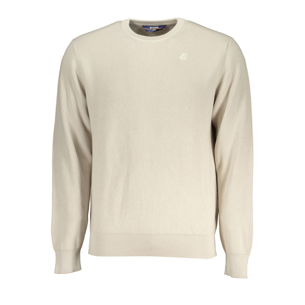 K-WAY Beige Crew Neck Cotton Sweater with Logo Detail KW-28818-XXL