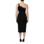 Dolce & Gabbana Black Viscose One Shoulder Zipper Sheath Dress