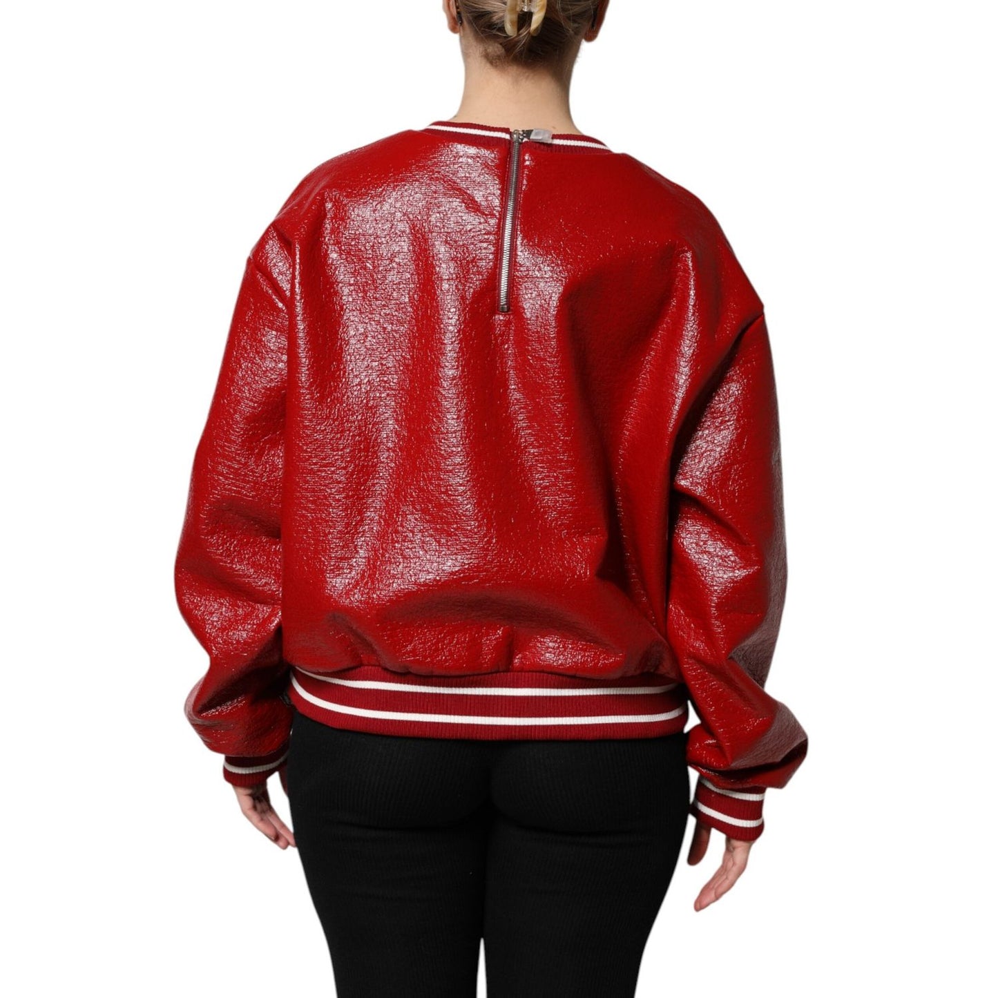 Dolce & Gabbana Red Wool DGLogo Embroidery Pullover Sweater