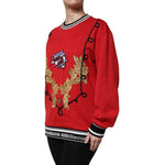 Dolce & Gabbana Red Cotton Queen Sequined Pullover Sweater