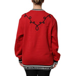 Dolce & Gabbana Red Cotton Queen Sequined Pullover Sweater