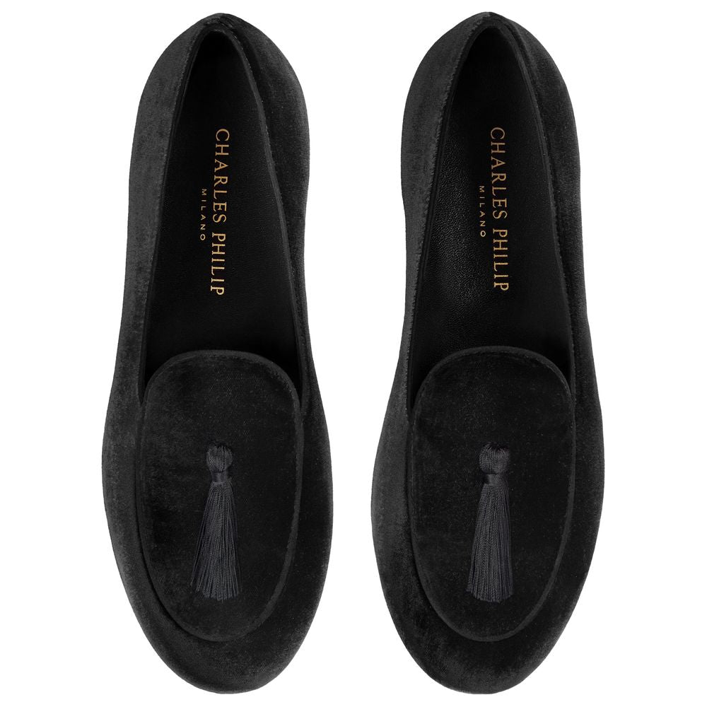 Charles Philip Black Velvet Loafer CH-15387-EU40/US7
