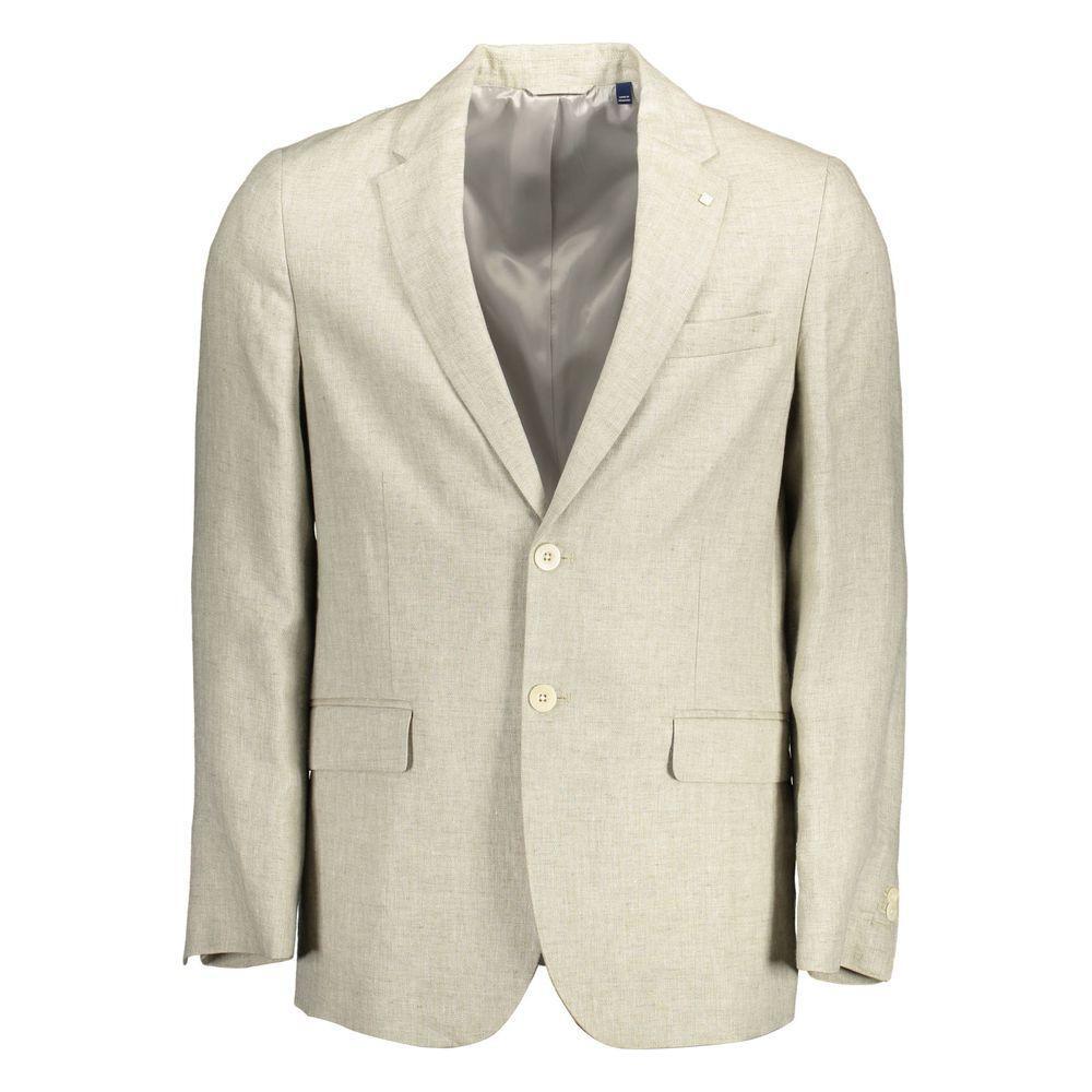 Gant Beige Linen Men Jacket GA-12649-IT48 | M