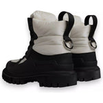 Dolce & Gabbana Black White Padded Mid Calf Lace Up Boots Shoes LA12537#1-38.5
