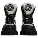 Dolce & Gabbana Black White Padded Mid Calf Lace Up Boots Shoes LA12537#1-38.5
