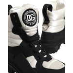 Dolce & Gabbana Black White Padded Mid Calf Lace Up Boots Shoes LA12537#1-38.5