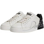 Dolce & Gabbana White Black Logo Portofino Men Sneaker Shoe LA7539#6-37.5