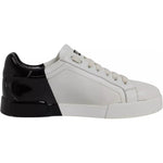 Dolce & Gabbana White Black Logo Portofino Men Sneaker Shoe LA7539#6-37.5