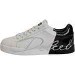 Dolce & Gabbana White Black Logo Portofino Men Sneaker Shoe LA7539#6-37.5