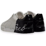 Dolce & Gabbana White Black Logo Portofino Men Sneaker Shoe LA7539#6-37.5
