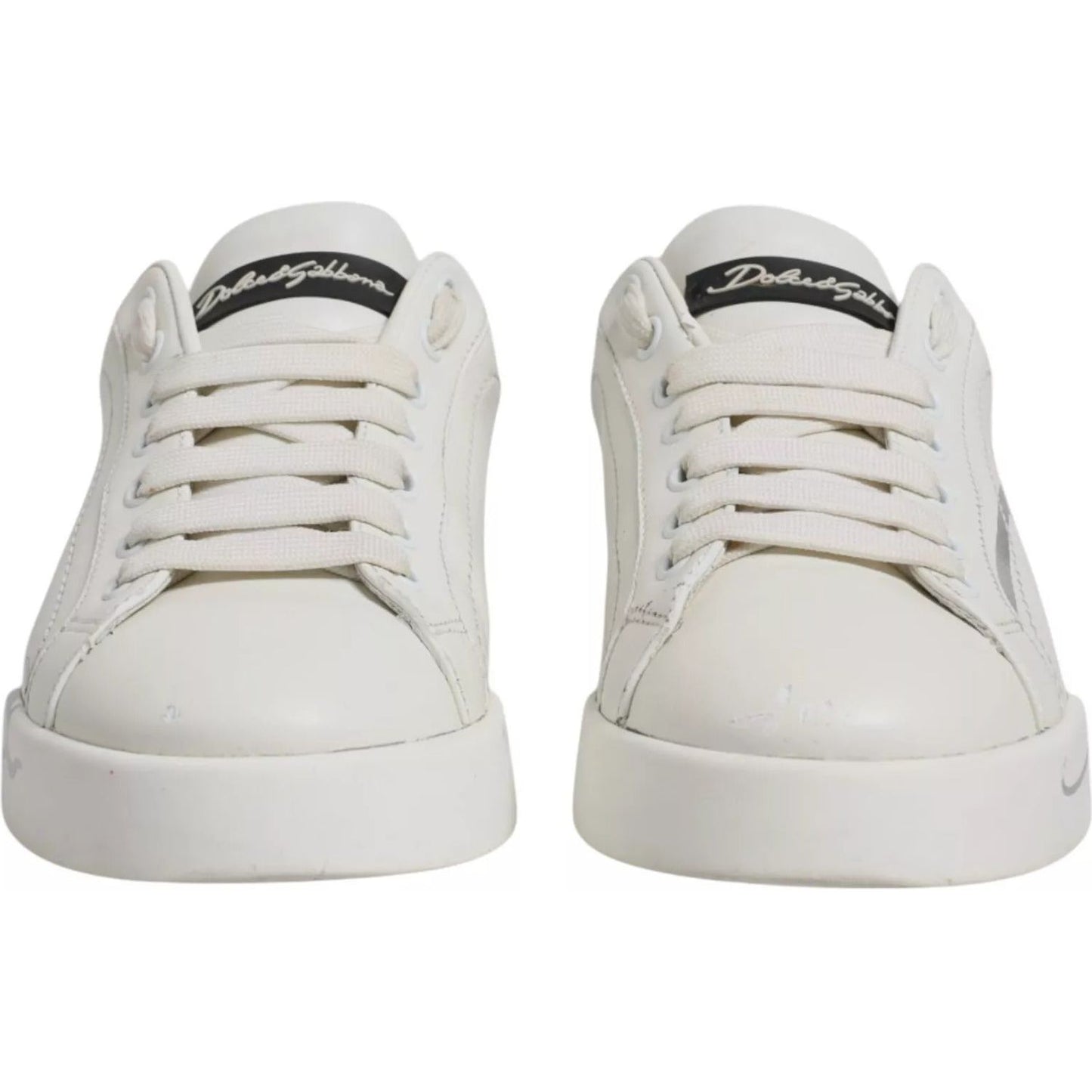 Dolce & Gabbana White Black Logo Portofino Men Sneaker Shoe LA7539#6-37.5