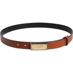 Dolce & Gabbana Brown Leather Gold Rectangle Buckle Belt BEL9396-90