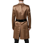Dolce & Gabbana Brown Silk Single Breasted Trench Coat Jacket KOS2317-48
