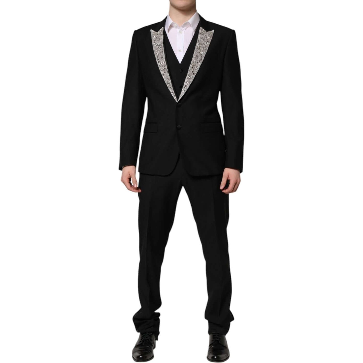 Dolce & Gabbana Black MARTINI Crystal Embellished 3 Pc Suit KOS2324-50