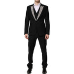 Dolce & Gabbana Black MARTINI Crystal Embellished 3 Pc Suit KOS2324-50