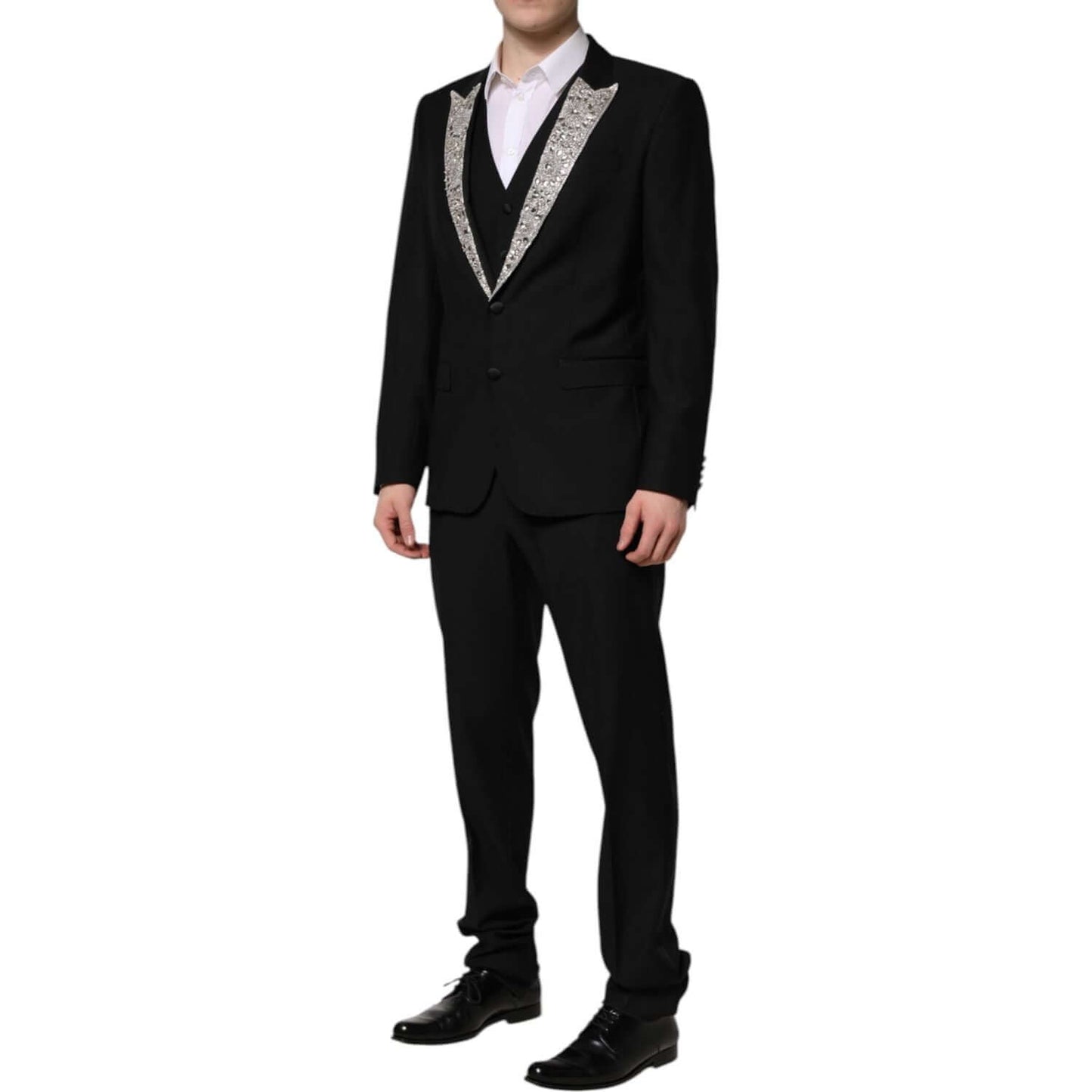 Dolce & Gabbana Black MARTINI Crystal Embellished 3 Pc Suit KOS2324-50