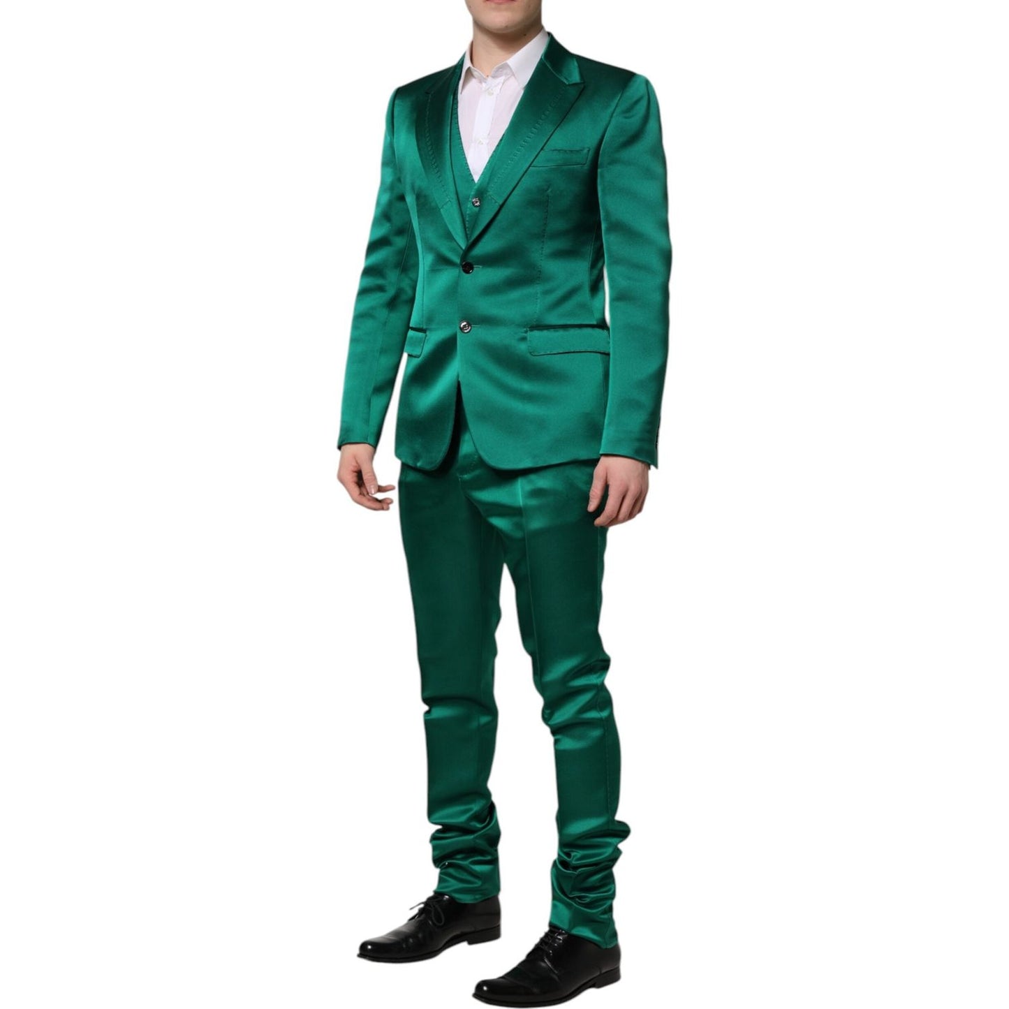 Dolce & Gabbana Green Silk 3 Piece Single Breasted Suit KOS2330-50