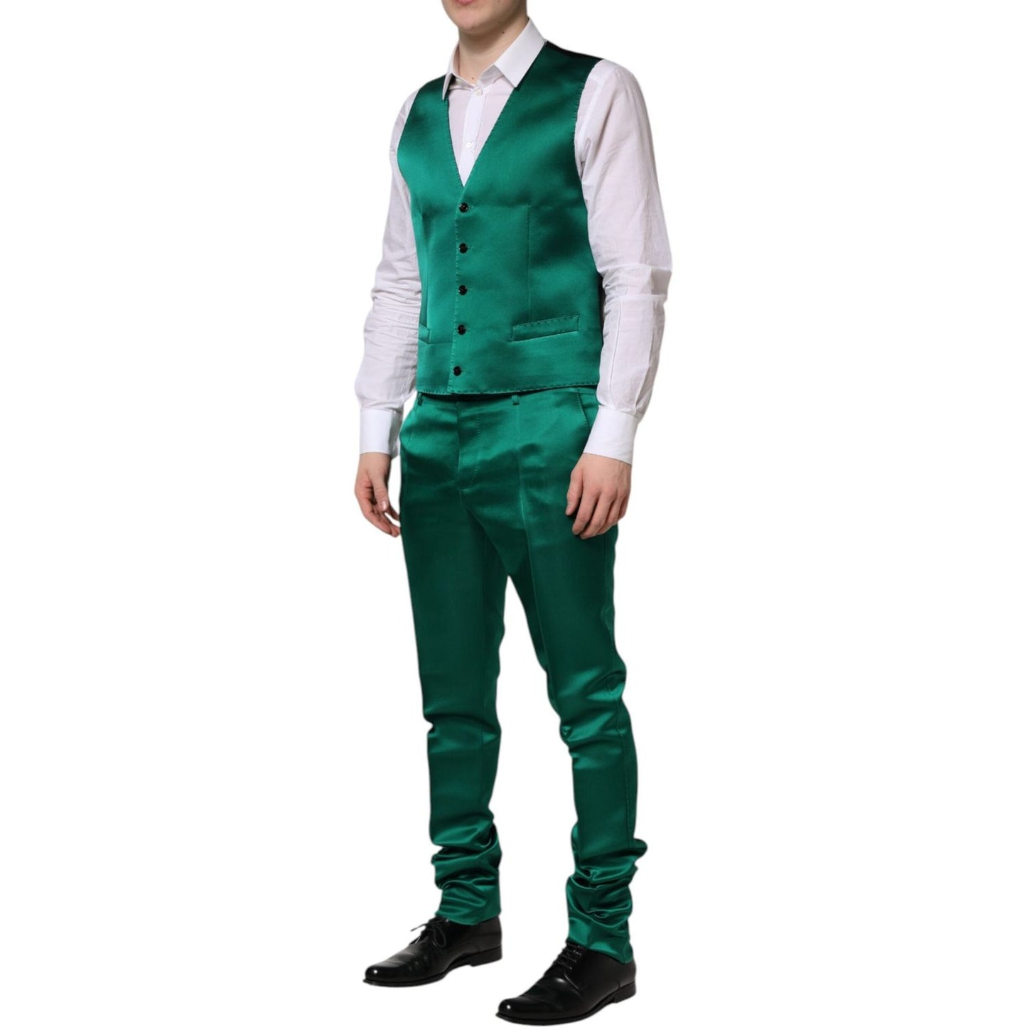 Dolce & Gabbana Green Silk 3 Piece Single Breasted Suit KOS2330-50
