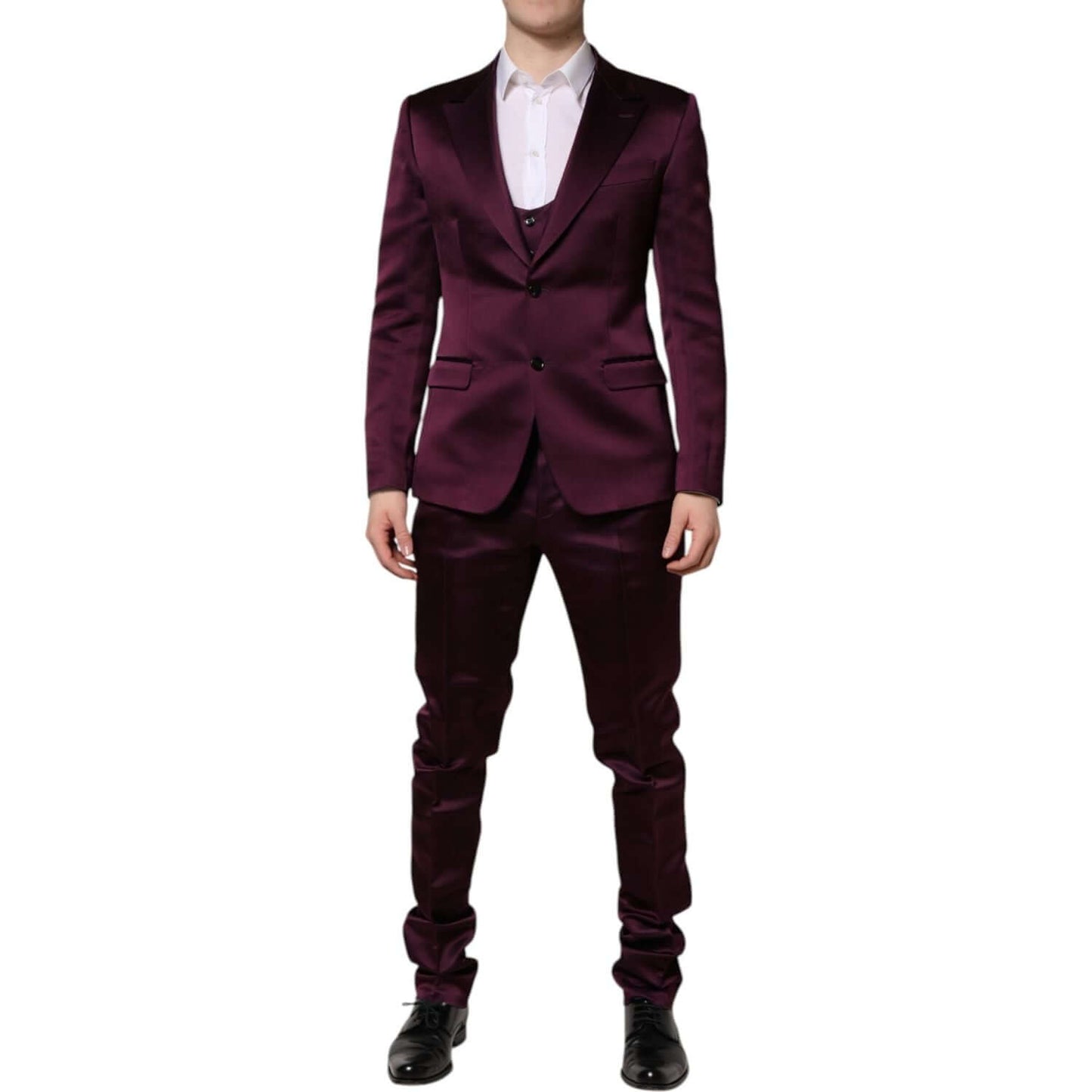 Dolce & Gabbana Dark Purple Silk 3Piece Single Breasted Suit KOS2331-50