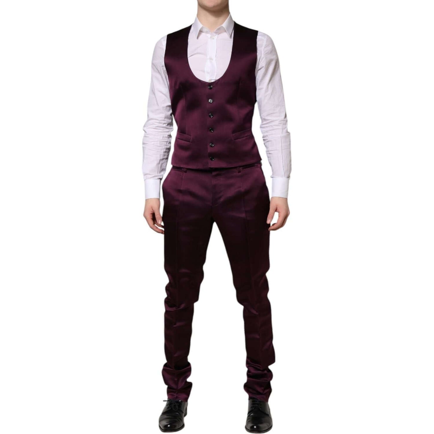 Dolce & Gabbana Dark Purple Silk 3Piece Single Breasted Suit KOS2331-50