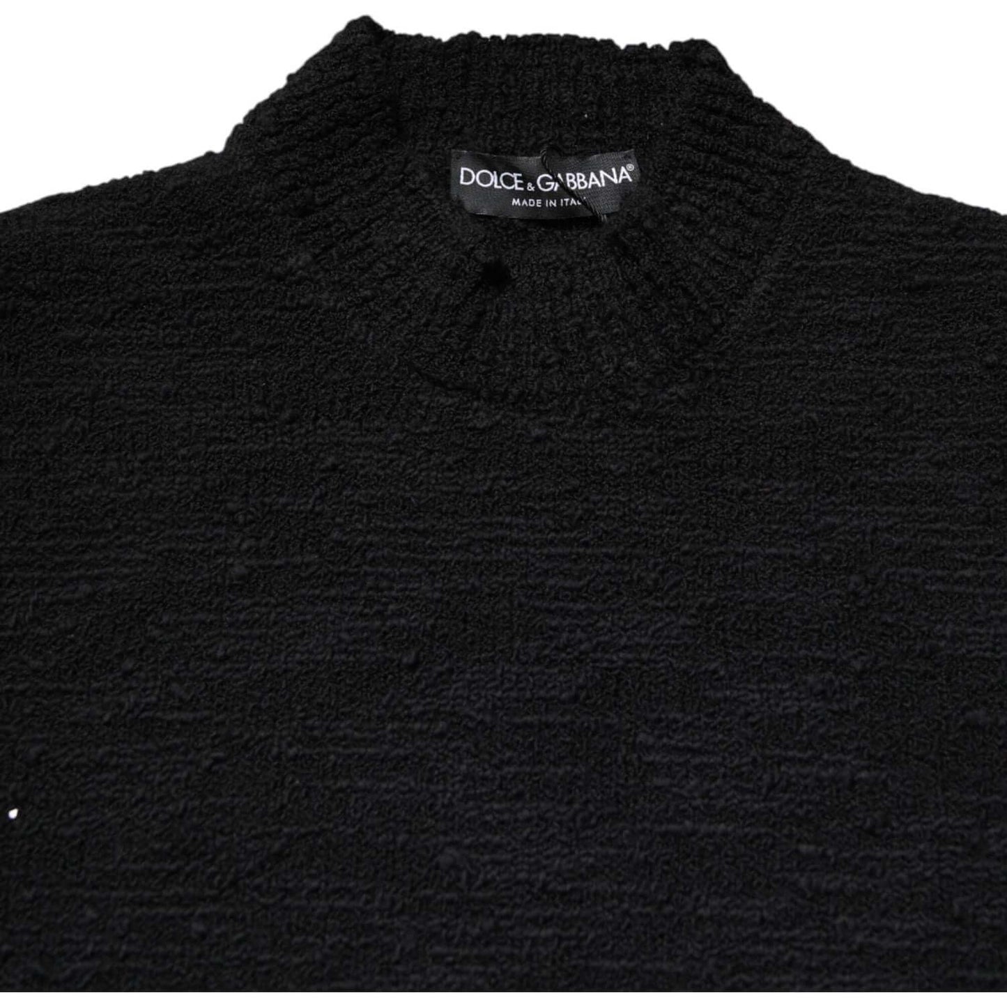 Dolce & Gabbana Black Wool Knit Crew Neck Pullover Sweater TSH90524-44