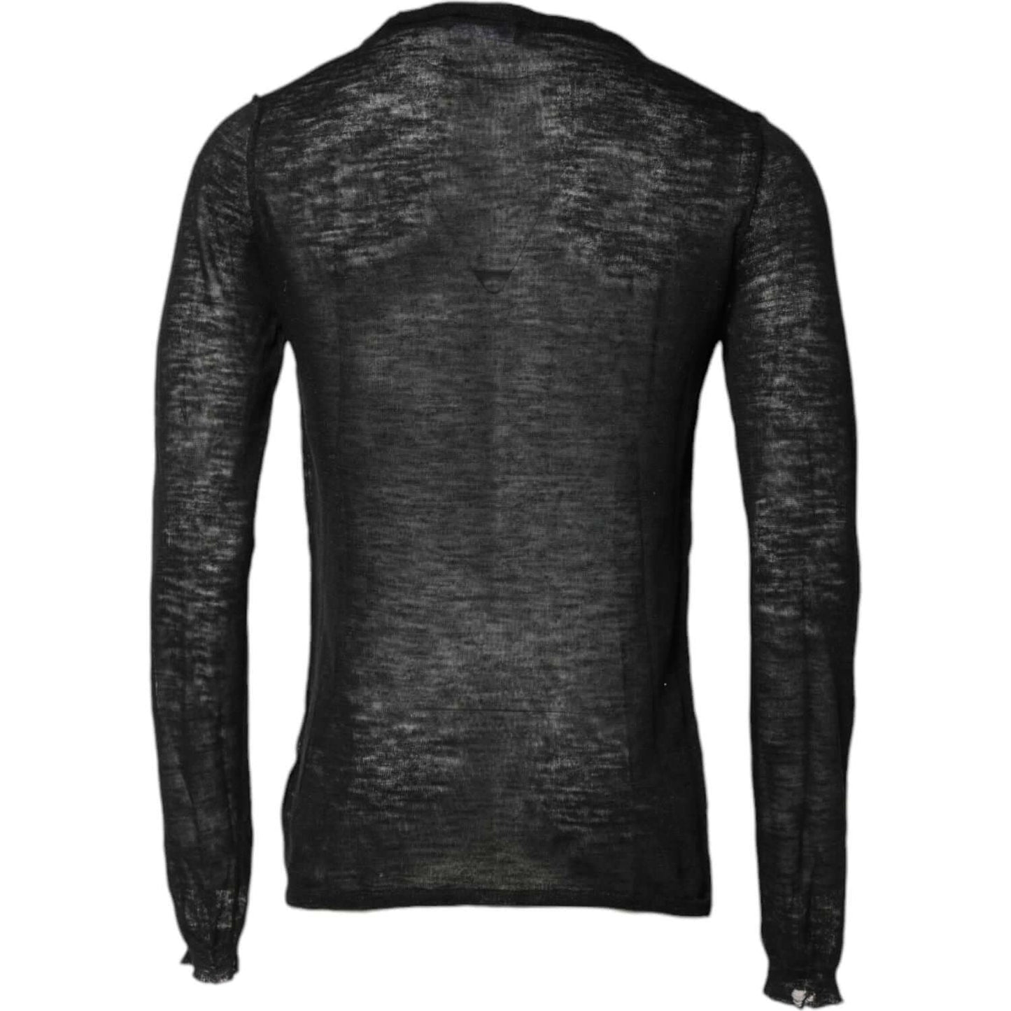 Dolce & Gabbana Black Polyester Crew Neck Pullover Sweater TSH90536-52