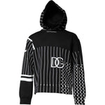 Dolce & Gabbana Black White Stripe Hooded Sweatshirt Sweater TSH90580-50