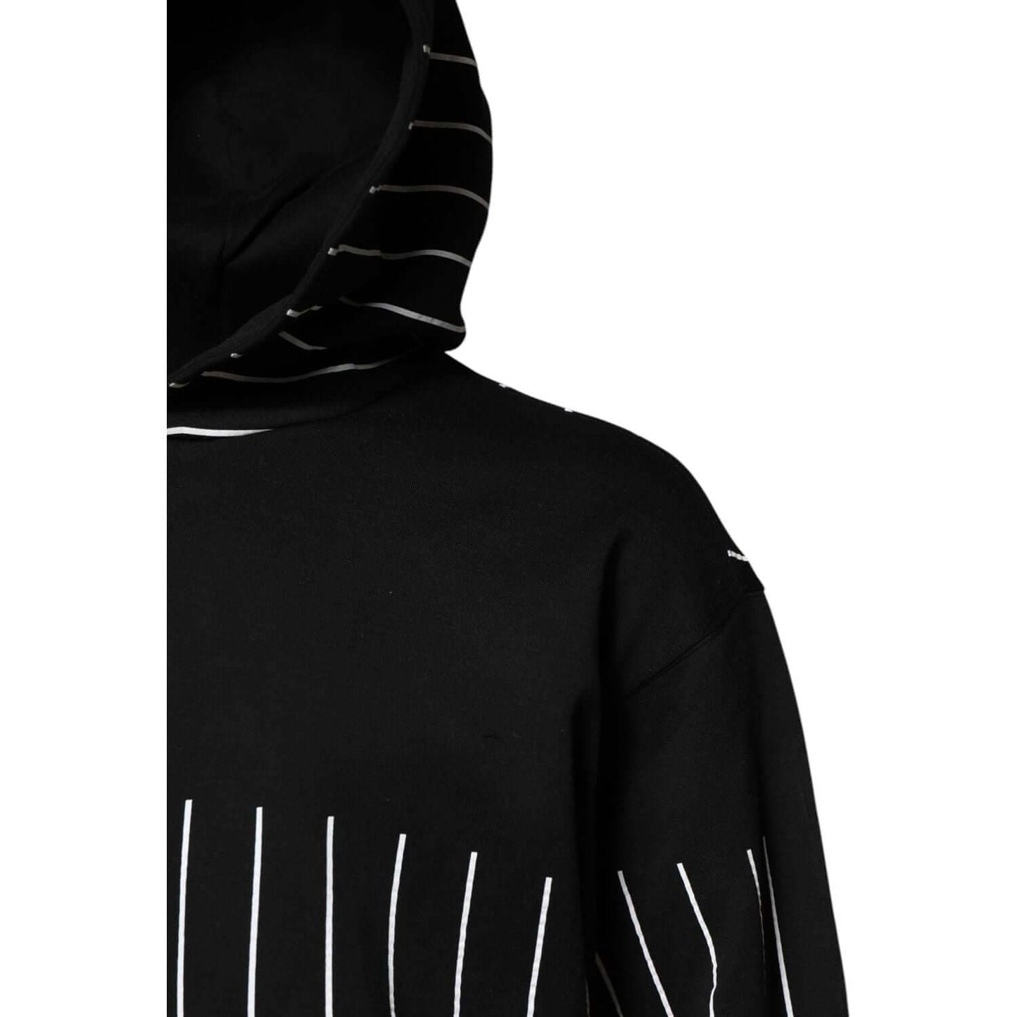 Dolce & Gabbana Black White Stripe Hooded Sweatshirt Sweater TSH90580-50