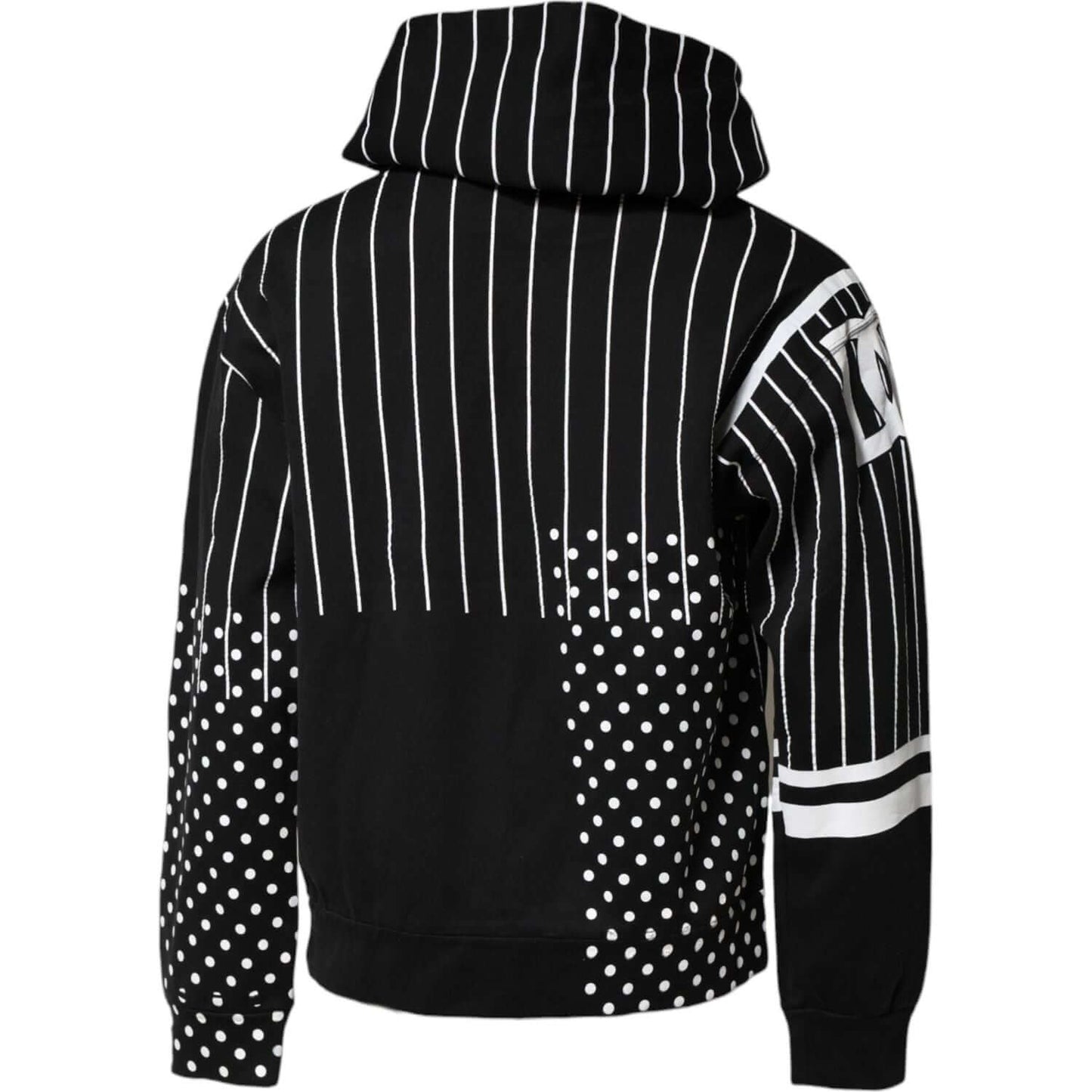 Dolce & Gabbana Black White Stripe Hooded Sweatshirt Sweater TSH90580-50