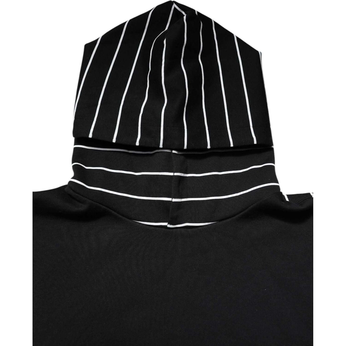 Dolce & Gabbana Black White Stripe Hooded Sweatshirt Sweater TSH90580-50