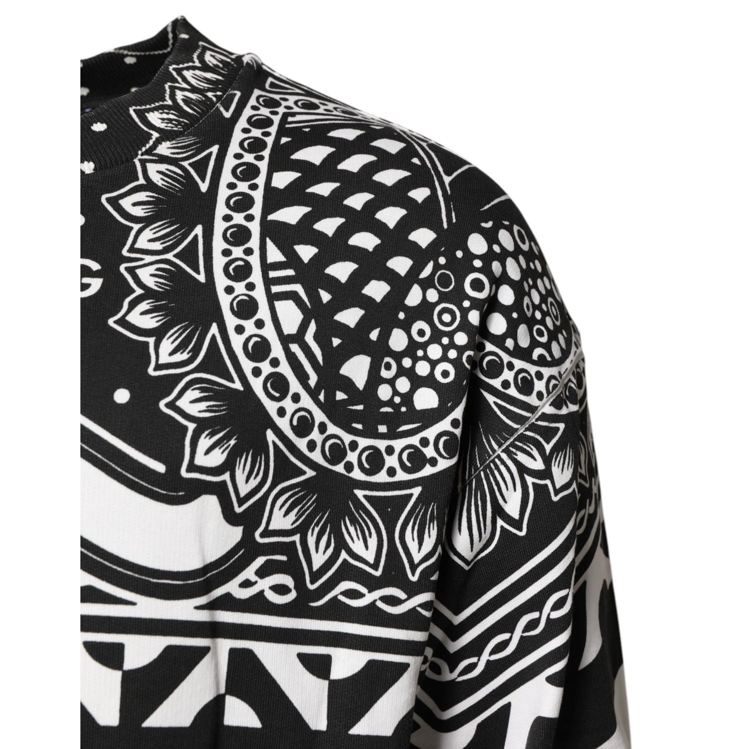 Dolce & Gabbana Black White Bandana Cotton Men Sweatshirt Sweater