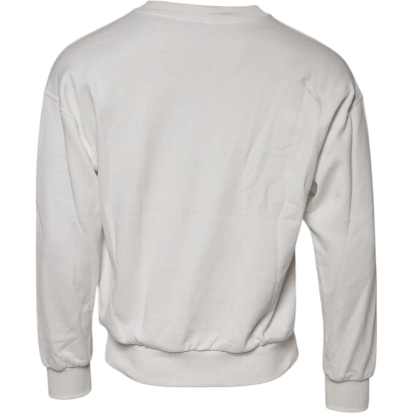Dolce & Gabbana White Embossed Logo Cotton Crew Neck Sweater TSH90590-44