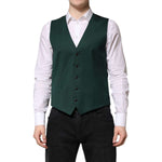 Dolce & Gabbana Green Wool Dress Formal Men Waistcoat Vest TSH90457-48