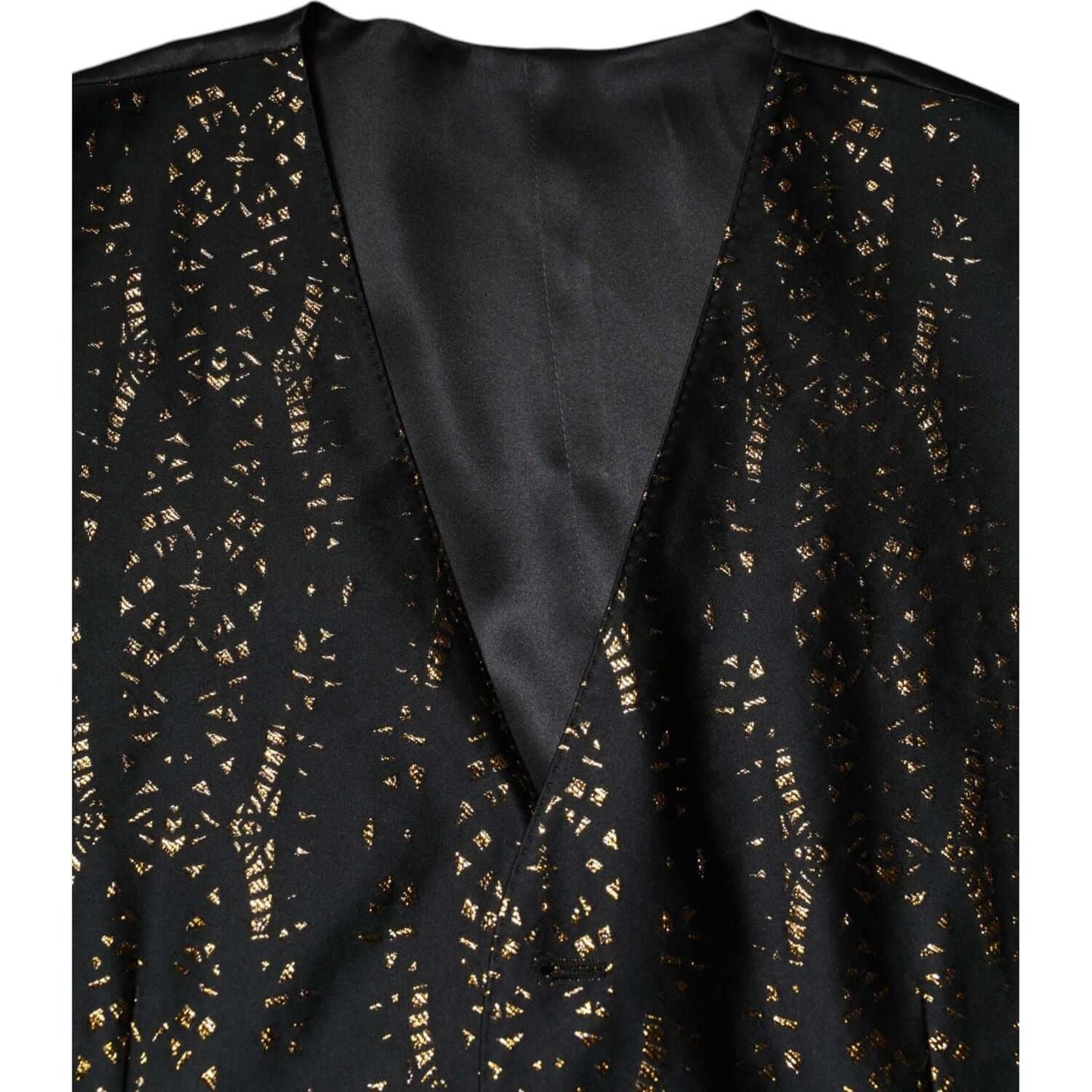 Dolce & Gabbana Black Lurex Dress Formal Men Waistcoat Vest TSH90458-50
