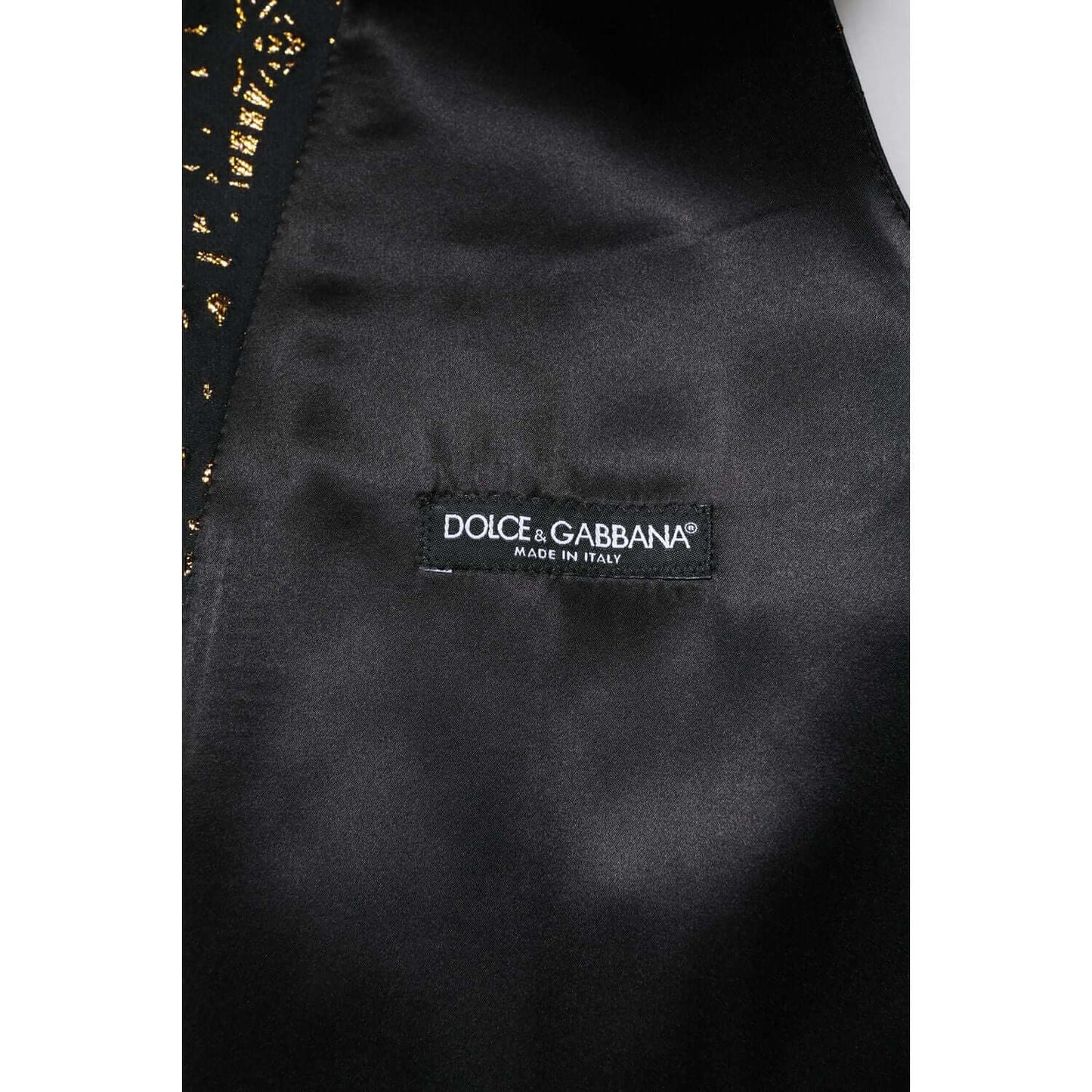 Dolce & Gabbana Black Lurex Dress Formal Men Waistcoat Vest TSH90458-50