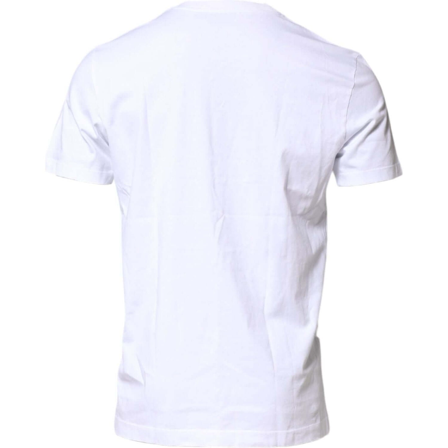 Dolce & Gabbana White Cotton Logo Patch Crew Neck T-shirt TSH90508-48