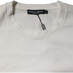 Dolce & Gabbana White Cotton DG Logo Print Round Neck T-shirt TSH90611-46