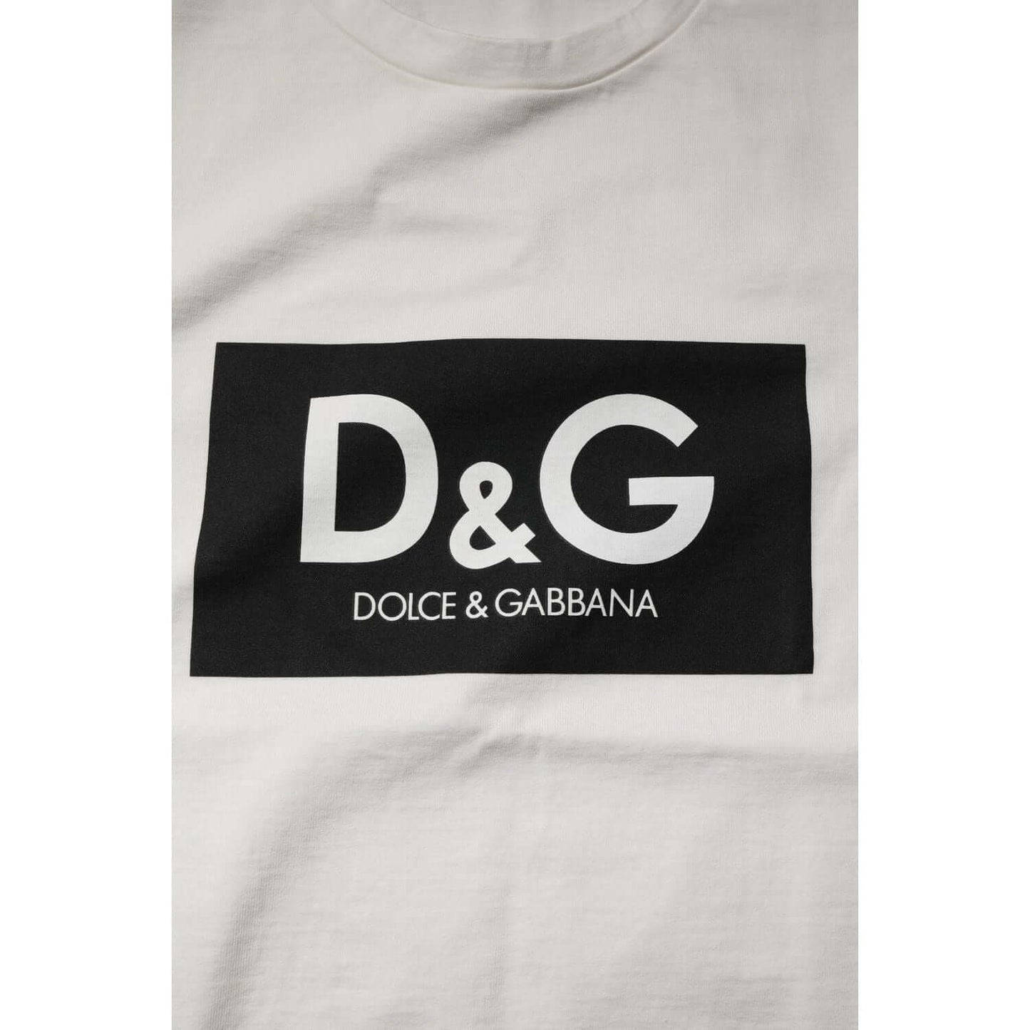 Dolce & Gabbana White Cotton DG Logo Print Round Neck T-shirt TSH90611-46