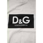 Dolce & Gabbana White Cotton DG Logo Print Round Neck T-shirt TSH90611-46
